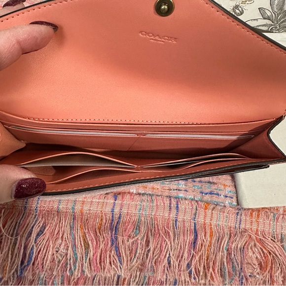 Coach Wyn Crossgrain Leather Light Coral Soft Wallet & French Connection Scarf - Picture 8 of 16